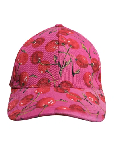 Pre-owned Dolce & Gabbana Pink Cherry Print Cotton Baseball Women's Cap ()