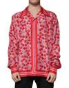 Dolce & Gabbana Pink Cherry Silk Button Down Casual Shirt In Pink