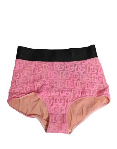 Dolce & Gabbana Pink Cotton Dg Logo High Waist Girdle Underwear
