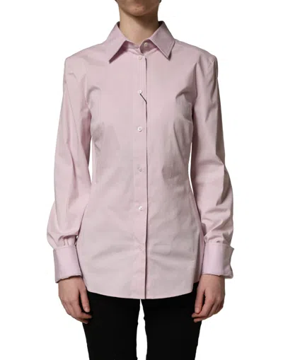 Dolce & Gabbana Pink Cotton Long Sleeves Collared Shirt Women's Top