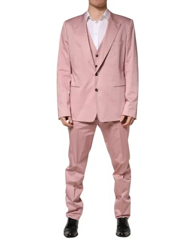Pre-owned Dolce & Gabbana Pink Cotton Single Breasted 3 Piece Men's Suit ()