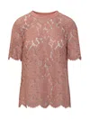 Dolce & Gabbana Dolce&gabbana Pink Lace T Shirt In Rosa Polvere