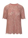 Dolce & Gabbana Dolce&gabbana Pink Lace T Shirt In Rosa Polvere