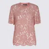Dolce & Gabbana Dolce&gabbana Pink Lace T Shirt In Rosa Polvere Scuro