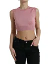 DOLCE & GABBANA PINK CREW NECK CROPPED SLEEVELESS TANK TOP