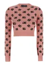 Dolce & Gabbana Crew Neck Cropped Knitwear In Pink