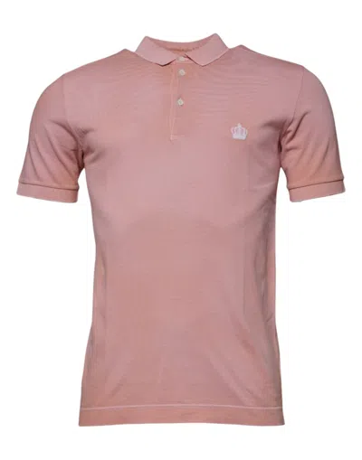 Pre-owned Dolce & Gabbana Pink Crown Collared Short Sleeve Polo Men's T-shirt ()