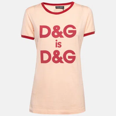 Pre-owned Dolce & Gabbana Pink D & G Print Cotton T-shirt S