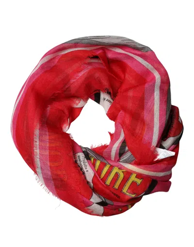 Pre-owned Dolce & Gabbana Pink Dg Amore Print Neck Square Shawl 140cm X 140cm Women's Scarf ()