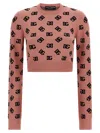 Dolce & Gabbana Crew Neck Cropped Knitwear In Pink