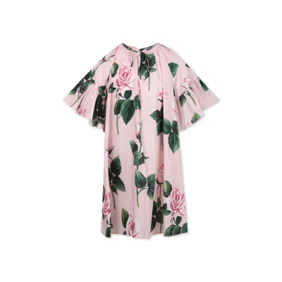 Dolce & Gabbana Kids' Pink Dress For Girl With Logo