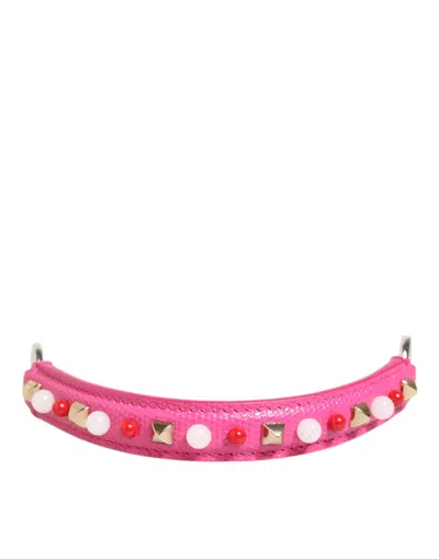 Dolce & Gabbana Pink Embellished Leather Bag Handle Women Shoulder Women's Strap
