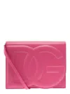 Dolce & Gabbana Dg Logo Calf Leather Crossbody Bag In Pink