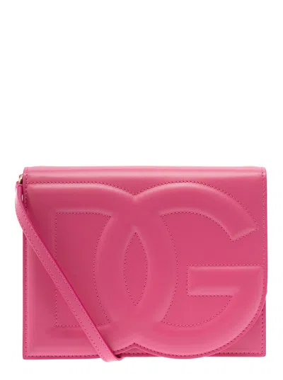 Dolce & Gabbana Dg Leather Flap Crossbody Bag In Pink
