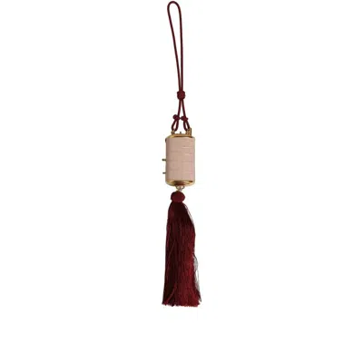 Dolce & Gabbana Pink Exotic Leather Mini Mirror Tassel Makeup Bag