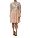 Dolce & Gabbana Pink Floral Embroidery Pleated A-line Dress In Multi