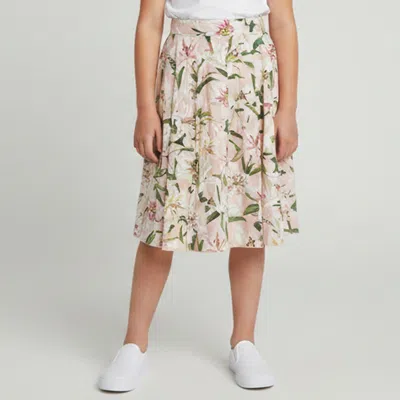Pre-owned Dolce & Gabbana Pink Floral Print Cotton A-line Skirt 11/12 Yrs