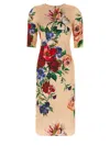 Dolce & Gabbana Women Satin Dress With Iconic Floral Print In Pink