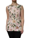 Dolce & Gabbana Pink Floral Print Sleeveless Tank Blouse Top In Multi