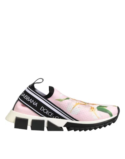 Dolce & Gabbana Pink Floral Sorrento Low Top Sneakers Women's Shoes