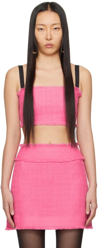 Dolce & Gabbana Pink Fringed Tank Top In F0758 Rosa 2