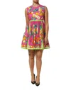 Dolce & Gabbana Pink Fruit Print A-line Mini Sleeveless Dress In Multi