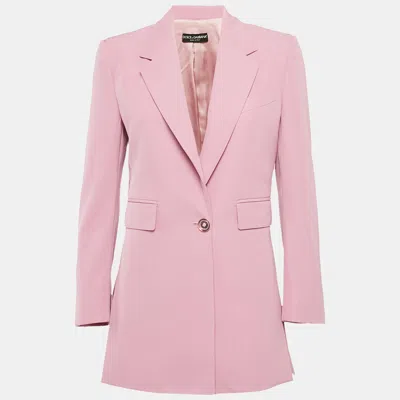 Pre-owned Dolce & Gabbana Pink Gabardine Tailored Blazer Xs