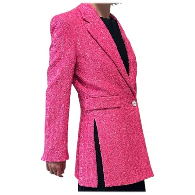 Pre-owned Dolce & Gabbana Pink Glitter Sequin Blazer Jacket It 36 Worn By Lisa Vanderpump