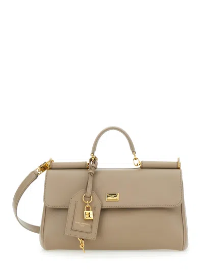 Dolce & Gabbana Pink Handbag With Padlock Detail And Adjustable And Removable Shoulder Strap In Leat
