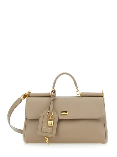 Dolce & Gabbana Pink Handbag With Padlock Detail And Adjustable And Removable Shoulder Strap In Leather Woman