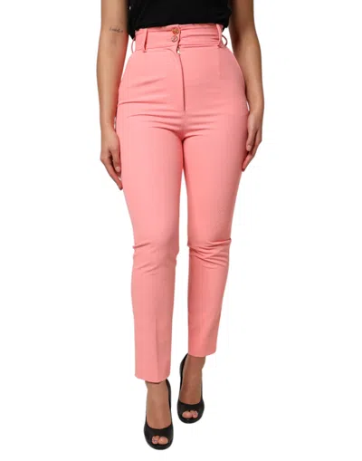 Pre-owned Dolce & Gabbana Pink High Waist Dress Tapered Trouser Women's Pants ()