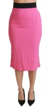 Dolce & Gabbana Pink High Waist Pencil Cut Midi Skirt In Pink