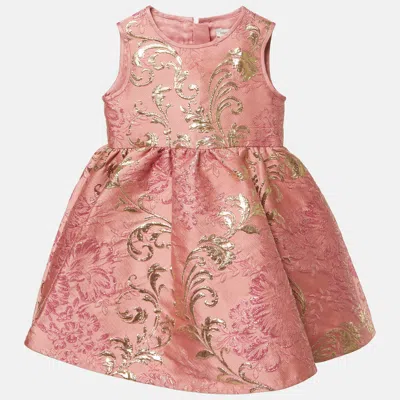 Pre-owned Dolce & Gabbana Pink Jacquard Flared Dress 12-18 M