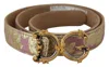 Dolce & Gabbana Pink Jaquard Dg Logo Gold Metal Buckle Belt