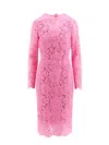 Dolce & Gabbana Midi Dress In Floral Cordonnet Lace In Pink