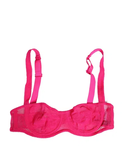 Dolce & Gabbana Pink Lace Mesh Underwire Balconnet Bra Underwear