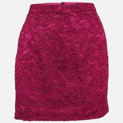 Pre-owned Dolce & Gabbana Pink Lace Mini Skirt M