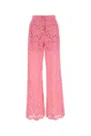 Dolce & Gabbana High-rise Wide-leg Lace Pants In Pink