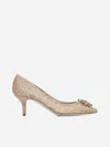 Dolce & Gabbana Rainbow Lace Décolleté With Broche In Apricot