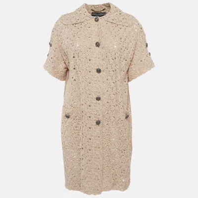 Pre-owned Dolce & Gabbana Pink Lace Sheer Coat Xs