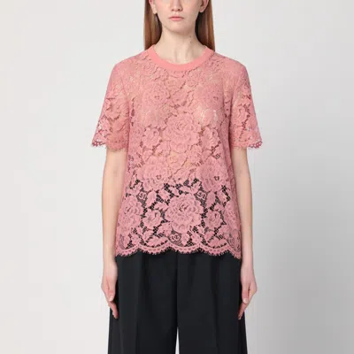 DOLCE & GABBANA DOLCE&GABBANA PINK LACE T-SHIRT
