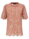 Dolce & Gabbana Dolce&gabbana Pink Lace T Shirt In Pink
