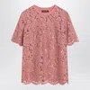 Dolce & Gabbana Pink Lace T-shirt In Pink