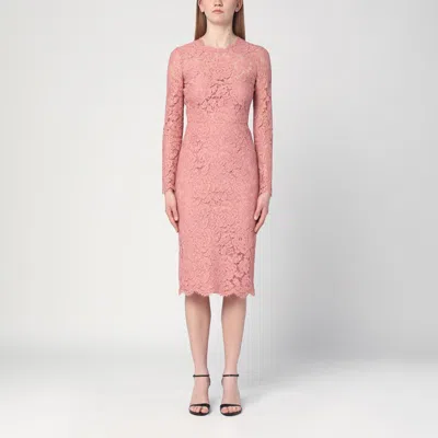 DOLCE & GABBANA DOLCE&GABBANA PINK LACE TUBE LONGUETTE DRESS