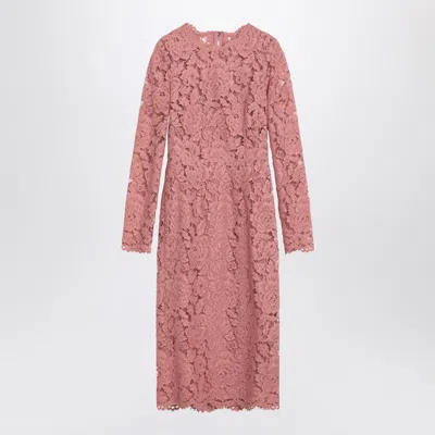 DOLCE & GABBANA PINK LACE TUBE LONGUETTE DRESS