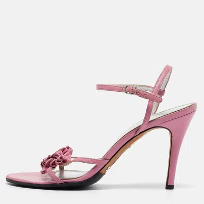 Pre-owned Dolce & Gabbana Pink Leather Ankle Strap Sandals Size 39
