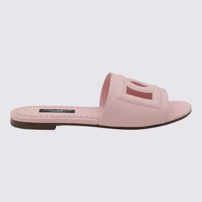 Dolce & Gabbana Kids' Pink Leather Dg Logo Flats