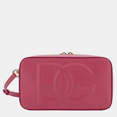 Pre-owned Dolce & Gabbana Pink Leather Dg Logo Shoulder Bag