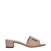 Dolce & Gabbana Pink Leather Flat Sandals In Nude