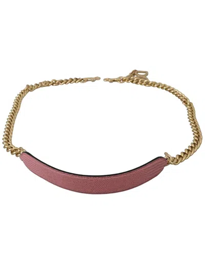 Dolce & Gabbana Elegant Pink Gold Leather Shoulder Strap